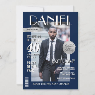 Modern Birthday Custom Magazine Cover, Portrait  Invitation