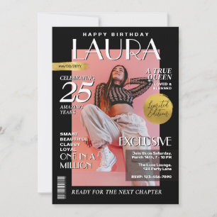 Modern Birthday Custom Magazine Cover, Portrait  Invitation
