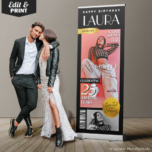 Modern Birthday Custom Magazine Cover Retractable Banner