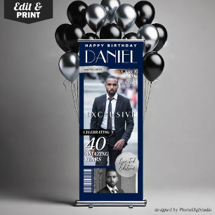 Modern Birthday Custom Magazine Cover Retractable Banner