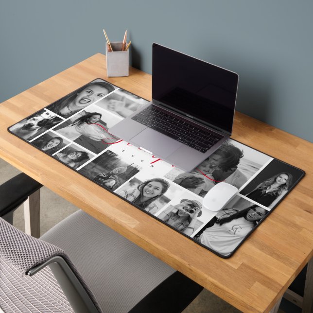 Modern BIrthday Grampa Gramma Family Photo Collage Desk Mat (Office 2)