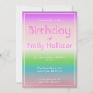 Modern Birthday Invitation   Colourful Ombre