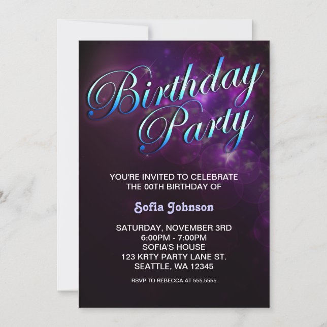 modern birthday invitation with cool design (Front)