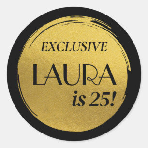 Modern Birthday Magazine Cover Black Gold  Classic Round Sticker