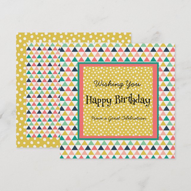 Modern Birthday Orange Teal Geometric Gold Dots (Front/Back)