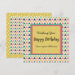 Modern Birthday Orange Teal Geometric Gold Dots