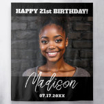 Modern Birthday Party Black Custom Photo Instagram Tapestry<br><div class="desc">Celebrate in style with our Modern Birthday Party Black Custom Photo Instagram Tapestry! This sleek and trendy tapestry features a customisable Instagram-inspired design, perfect for showcasing a favourite photo and personalised text. The bold black backdrop highlights your memories, adding a chic, modern vibe to any birthday celebration. Ideal as a...</div>