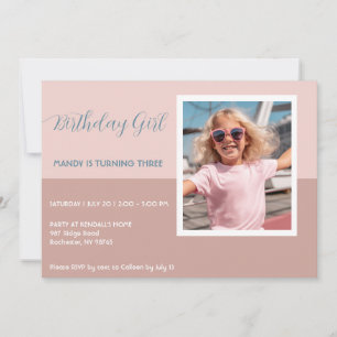 Modern Birthday Party Photo Invitation