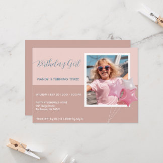 Modern Birthday Party Photo Invitation