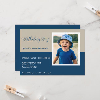 Modern Birthday Party Photo Invitation