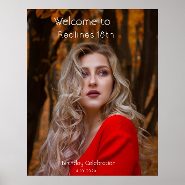 Modern Birthday Party Photo Welcome Elegant Script Poster (Front)