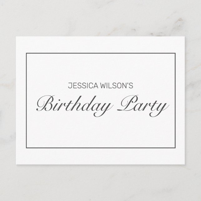 Modern Birthday Party RSVP Invitation Postcard (Front)