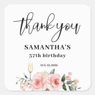 Modern Birthday Party Square Sticker