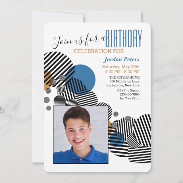 Modern Birthday Photo Invitation (Front)