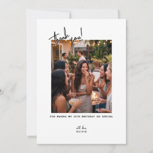 Modern Birthday Photo Thank You Card