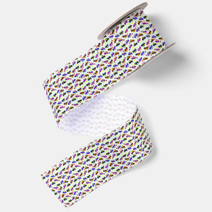 Modern Birthday Pixel Car Seamless Pattern Satin Ribbon
