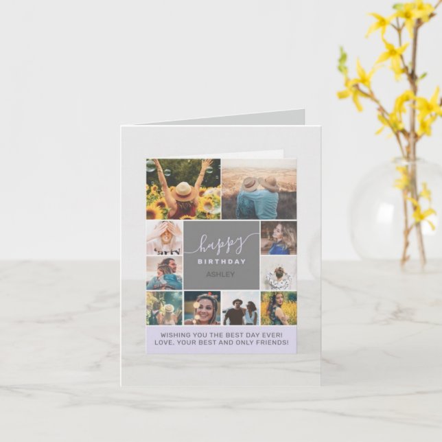 modern birthday purple card 8 photos college card (Yellow Flower)