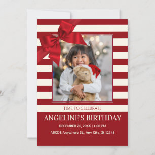 Modern Birthday ribbon photo Invitation