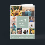 Modern birthday sage green 10 photo collage grid card<br><div class="desc">Modern simple birthday sage green10 photo collage grid with dusty blue editable colours and modern typography.</div>