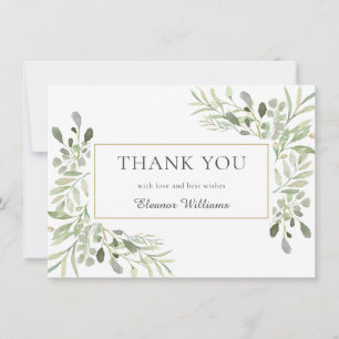 Modern Birthday Thank You Greenery Watercolor Card