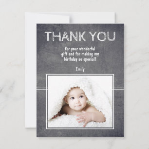 Modern Birthday Thank you Photo Card for Kids