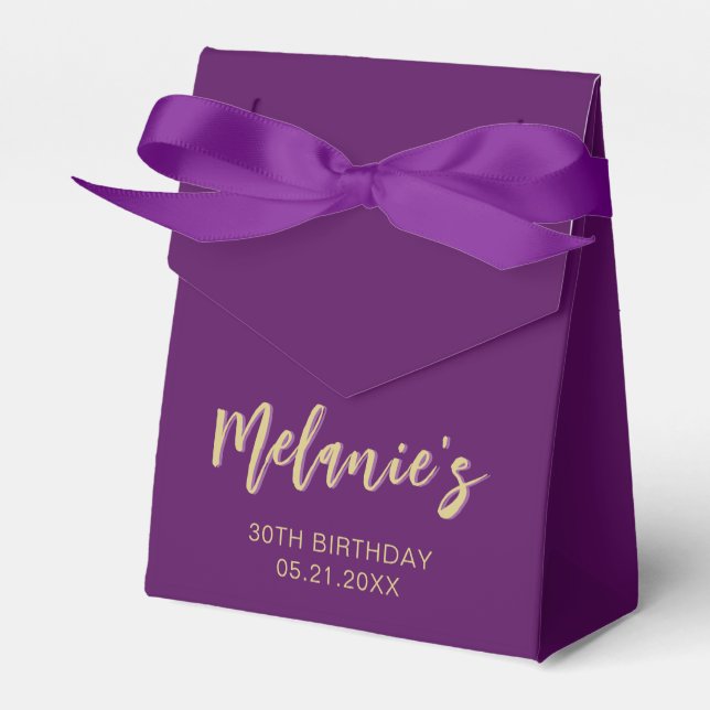Modern Birthday Thank You Purple Favour Boxes (Front Side)