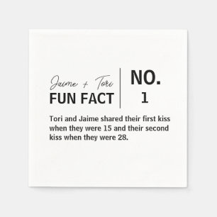 Modern Birthday Wedding Black and White Fun Fact Napkin