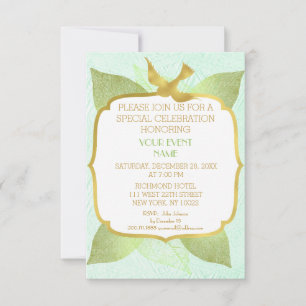 Modern Birthday Wedding Green Golden Vip Invitation