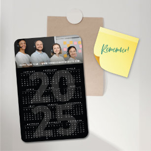 Modern Black 2022 Calendar Simple Holiday Photo Magnet