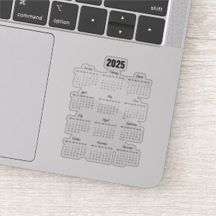 Modern Black 2025 Calendar Full Year View 