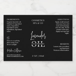 Modern Black 2 OZ Cosmetic Bottle Waterproof Label