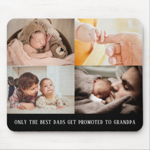Modern Black 4 Photo Collage for Grandpa Mouse Mat