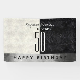 Modern Black 50th Birthday Banner