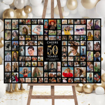 Modern Black 50th Birthday Memory Board
