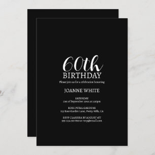 Modern Black 60th Birthday Invitation