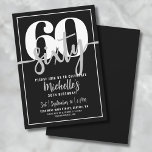 Modern Black 60th Birthday Party Invitation<br><div class="desc">Introducing a simple and modern 60th birthday party invitation, perfect for celebrating this milestone in style. The sleek design features a bold black background with a prominent "60" at the top. Below, "Sixty" is elegantly written in script calligraphy, adding a touch of sophistication. The text throughout the invitation combines a...</div>