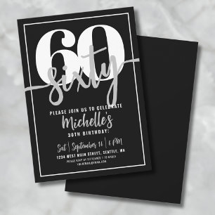 Modern Black 60th Birthday Party Invitation