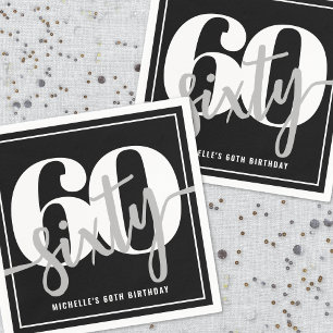 Modern Black 60th Birthday Party Napkin