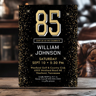 Modern Black 85th Birthday Photo Invitation
