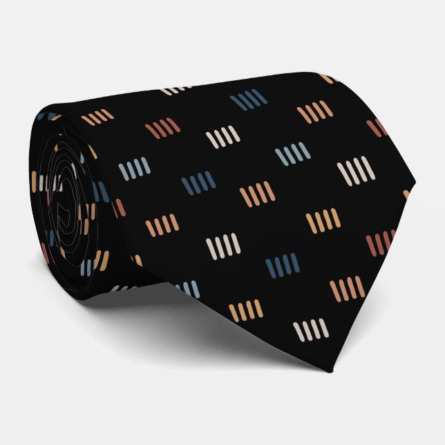 Modern Black Abstract Art Seamless Pattern Tie (Rolled)