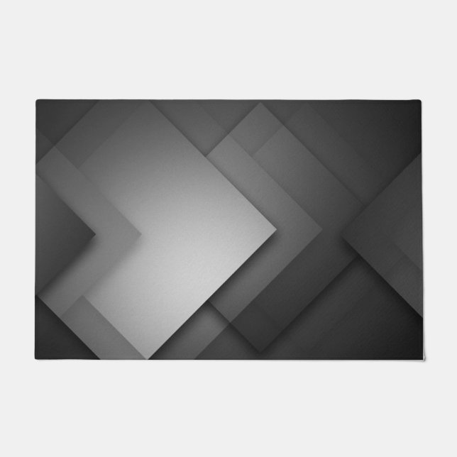 Modern Black Abstract Doormat (Front)