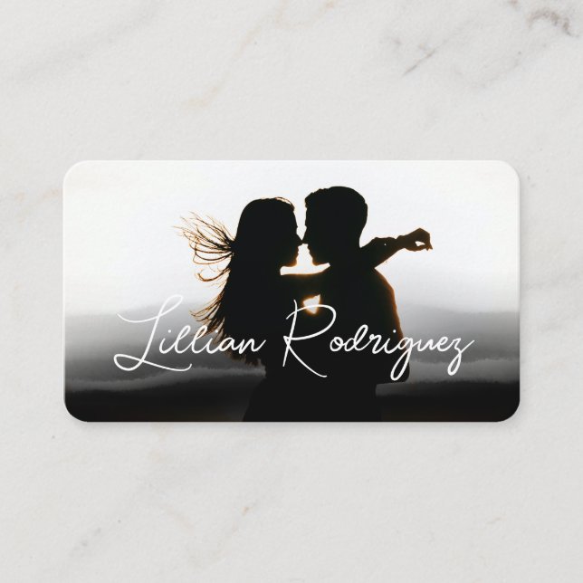 Modern Black abstract Overlay Signature Photo Business Card (Front)