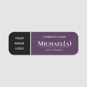 Modern Black Acai Violet Purple Logo Name Tag