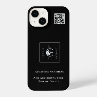 Modern Black Add Your Logo Business Marketing  iPhone 14 Case