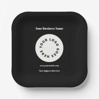 Modern Black Add Your Logo Paper Plate