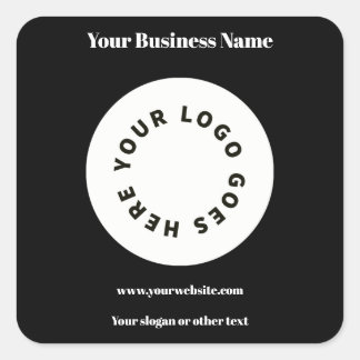 Modern Black Add Your Logo Square Sticker