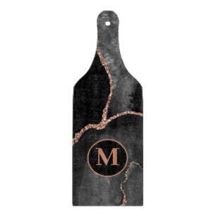 Modern Black Agathe Marble Monogram Cutting Board