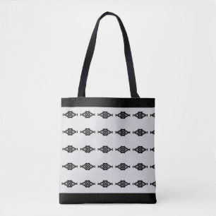 Modern Black & Almost White Pattern Tote Bag