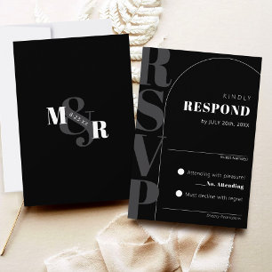 Modern Black Ampersand Arch Wedding RSVP Card