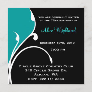Modern Black and Aquamarine Birthday Invitation